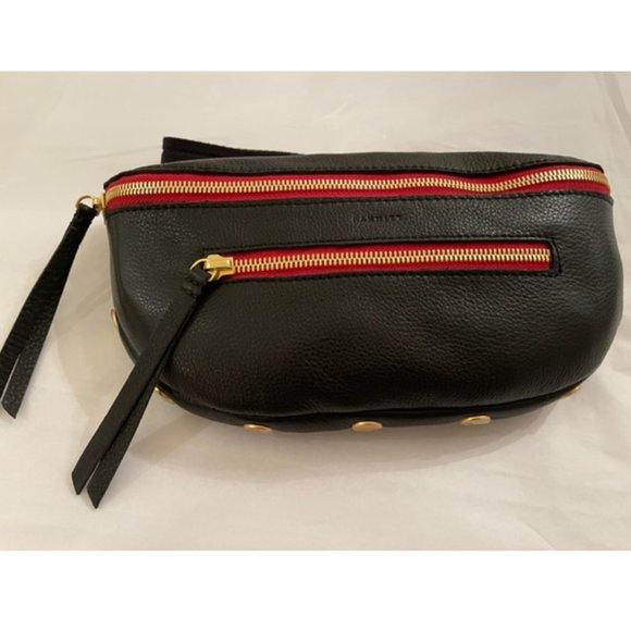 Hammitt Bags Hammitt Charles Beltbag Black Gold Red Zip Leather